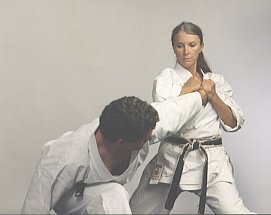 Shotokan karate kata application from Tekki Nidan