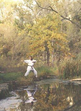 Joe performing a side snap kick Shotokan Karate